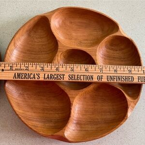 2 Handcrafted Wood 6-Section Serving Tray - Natural Brown